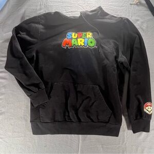 Nintendo Super Mario Black Hoodie L Retro Gamer Mariocore Streetwear